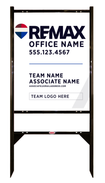 Reflective Angle Iron Frame and Associate Name, Team Name w Team Logo Sign Unit, 30h x 24w, Steel